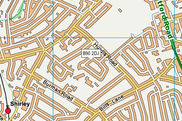 B90 2DJ map - OS VectorMap District (Ordnance Survey)