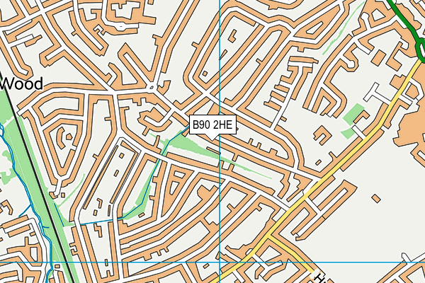 B90 2HE map - OS VectorMap District (Ordnance Survey)