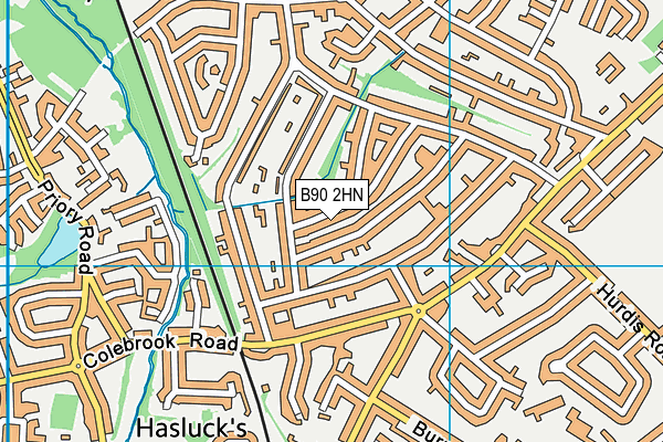 B90 2HN map - OS VectorMap District (Ordnance Survey)