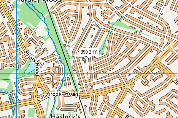 B90 2HY map - OS VectorMap District (Ordnance Survey)