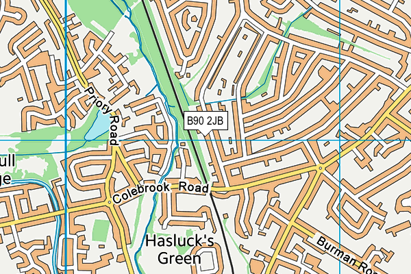 B90 2JB map - OS VectorMap District (Ordnance Survey)