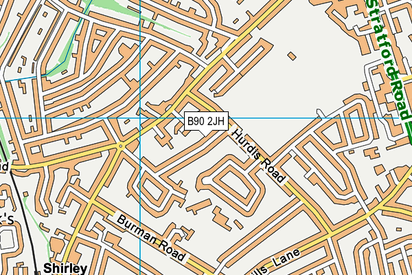 B90 2JH map - OS VectorMap District (Ordnance Survey)