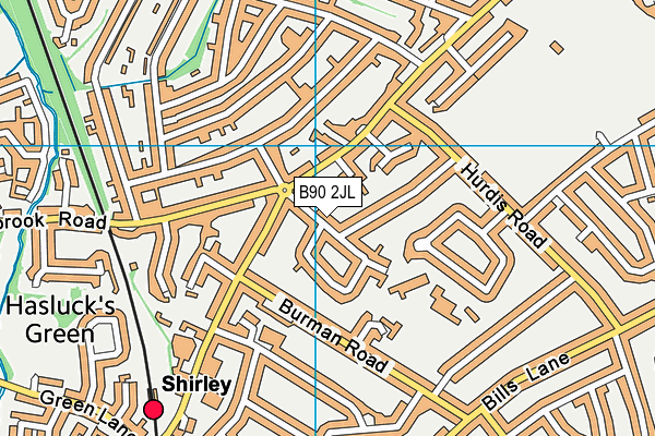 B90 2JL map - OS VectorMap District (Ordnance Survey)