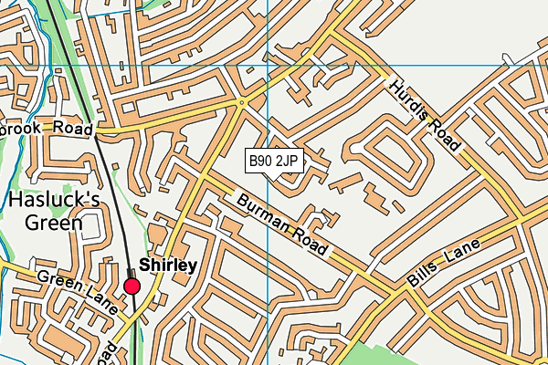B90 2JP map - OS VectorMap District (Ordnance Survey)