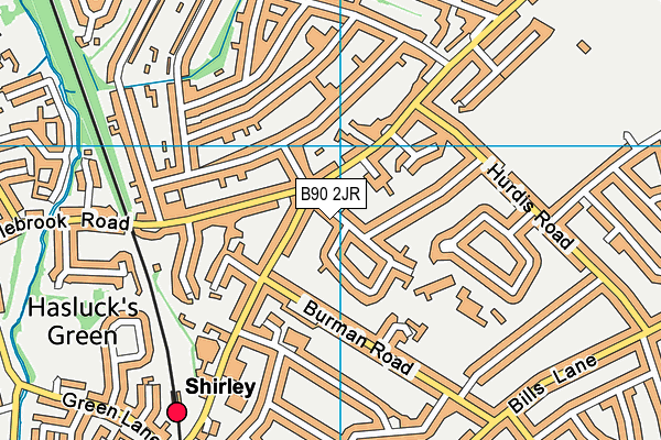 B90 2JR map - OS VectorMap District (Ordnance Survey)