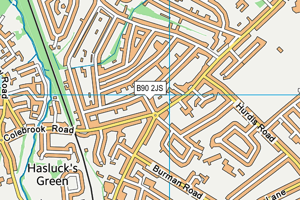 B90 2JS map - OS VectorMap District (Ordnance Survey)