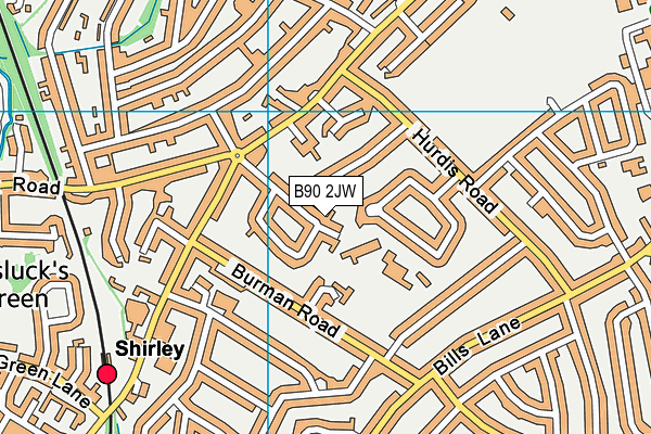 B90 2JW map - OS VectorMap District (Ordnance Survey)