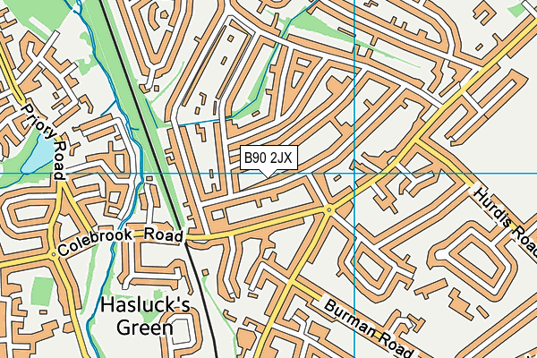 B90 2JX map - OS VectorMap District (Ordnance Survey)