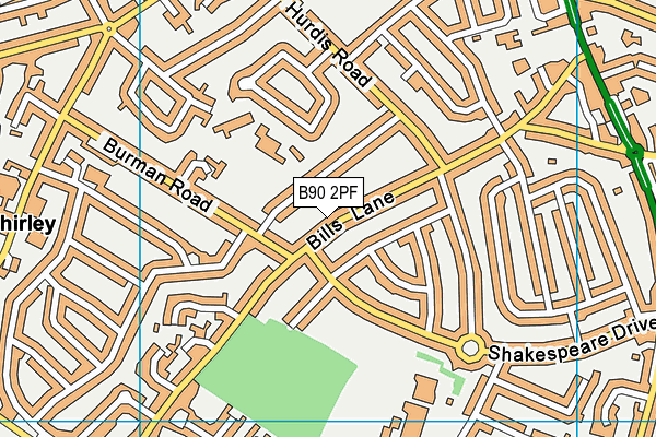B90 2PF map - OS VectorMap District (Ordnance Survey)