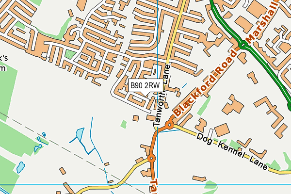 B90 2RW map - OS VectorMap District (Ordnance Survey)