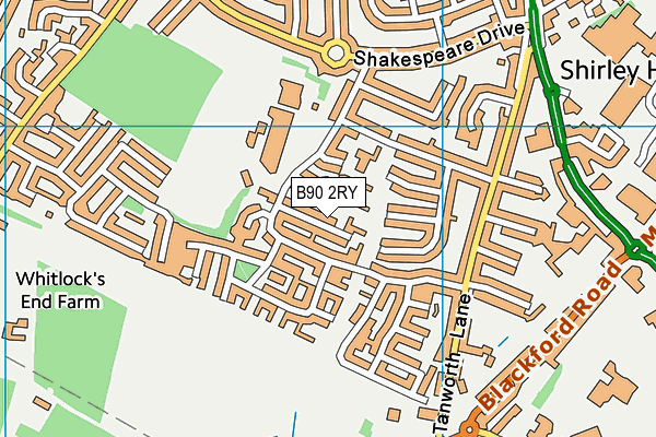 B90 2RY map - OS VectorMap District (Ordnance Survey)