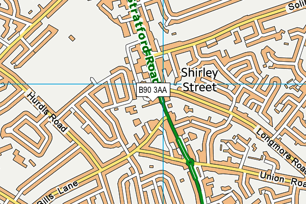 B90 3AA map - OS VectorMap District (Ordnance Survey)