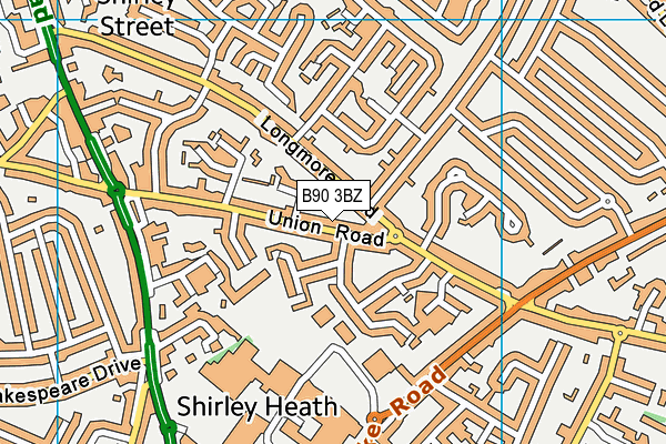 B90 3BZ map - OS VectorMap District (Ordnance Survey)