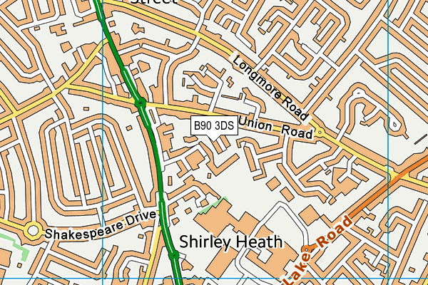 Shirley Heath Junior School map (B90 3DS) - OS VectorMap District (Ordnance Survey)