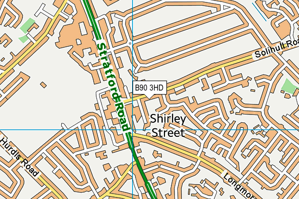 B90 3HD map - OS VectorMap District (Ordnance Survey)