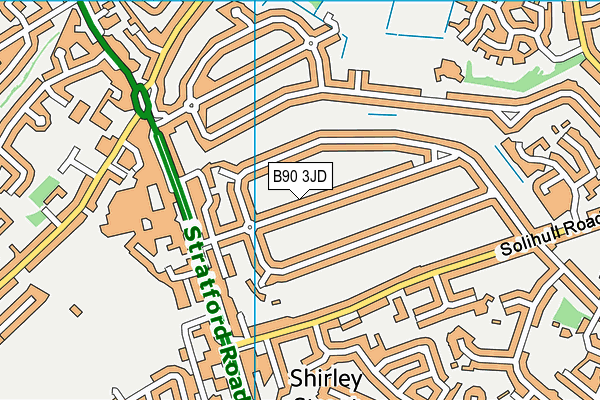 B90 3JD map - OS VectorMap District (Ordnance Survey)
