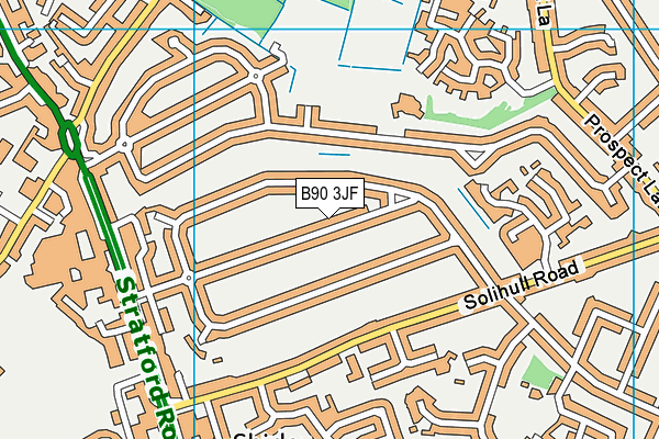 B90 3JF map - OS VectorMap District (Ordnance Survey)