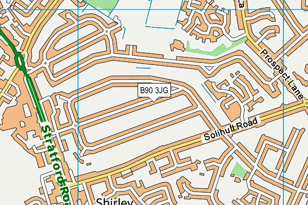 B90 3JG map - OS VectorMap District (Ordnance Survey)
