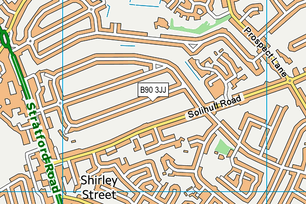 B90 3JJ map - OS VectorMap District (Ordnance Survey)