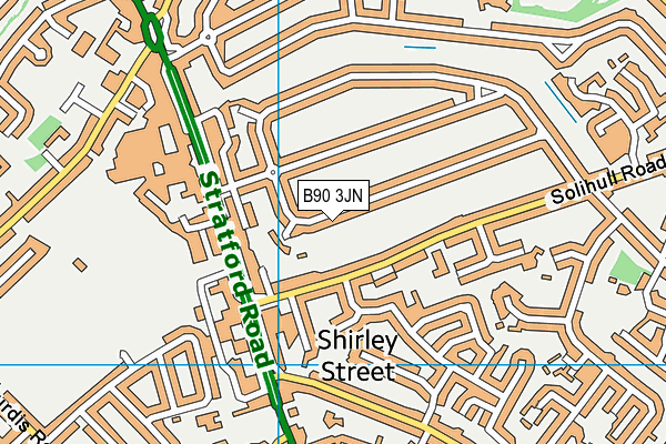 B90 3JN map - OS VectorMap District (Ordnance Survey)