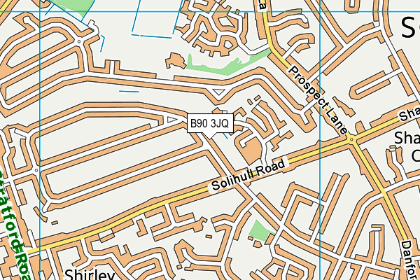 B90 3JQ map - OS VectorMap District (Ordnance Survey)