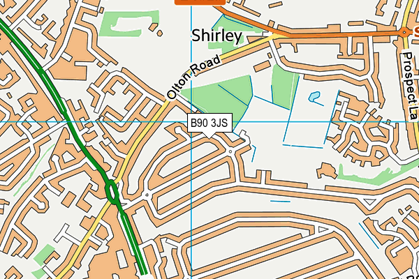 B90 3JS map - OS VectorMap District (Ordnance Survey)