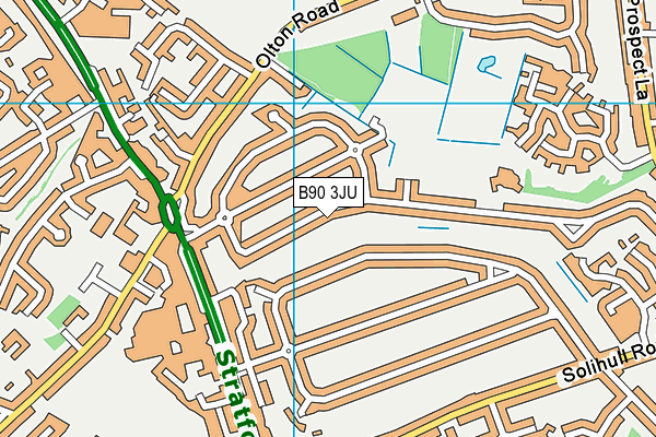 B90 3JU map - OS VectorMap District (Ordnance Survey)