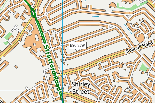B90 3JW map - OS VectorMap District (Ordnance Survey)