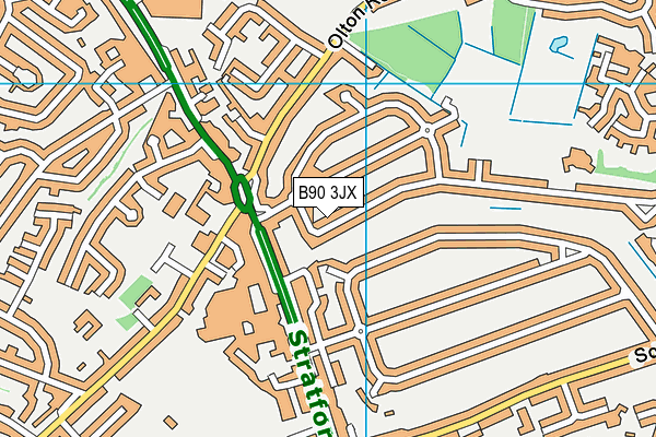 B90 3JX map - OS VectorMap District (Ordnance Survey)