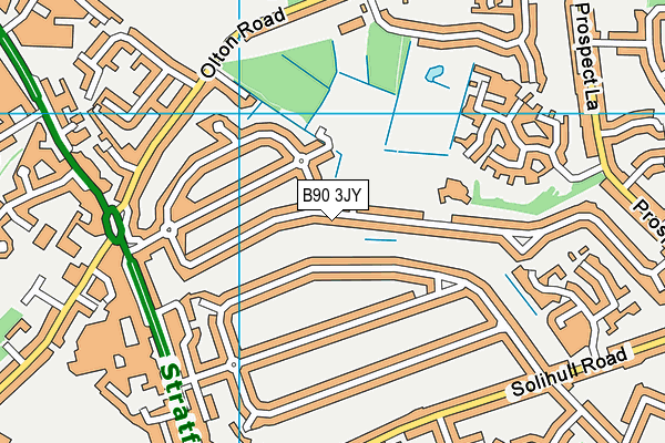 B90 3JY map - OS VectorMap District (Ordnance Survey)