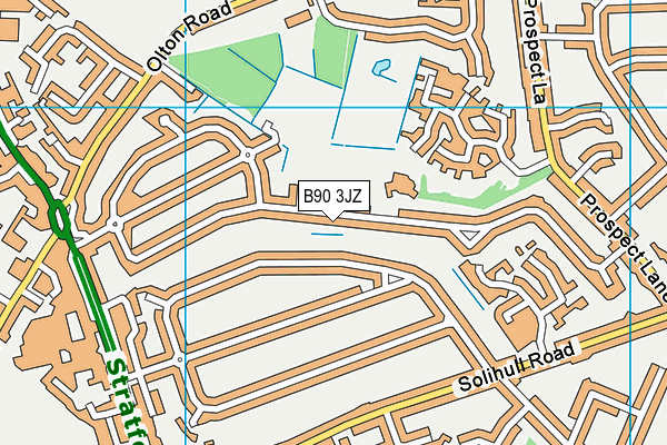 B90 3JZ map - OS VectorMap District (Ordnance Survey)