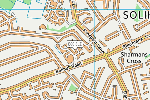 B90 3LZ map - OS VectorMap District (Ordnance Survey)