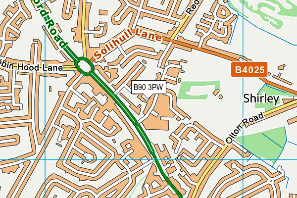 B90 3PW map - OS VectorMap District (Ordnance Survey)
