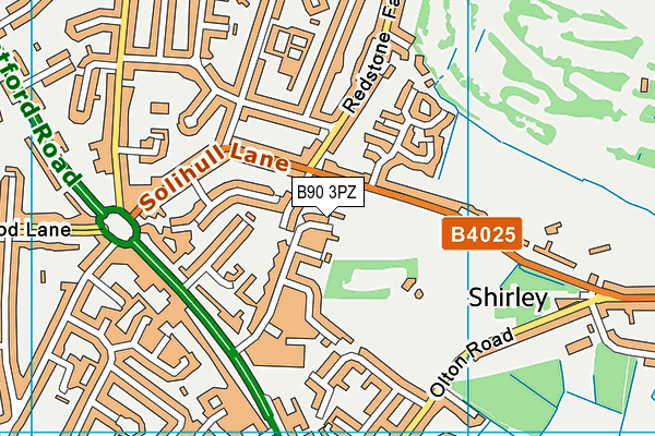 B90 3PZ map - OS VectorMap District (Ordnance Survey)