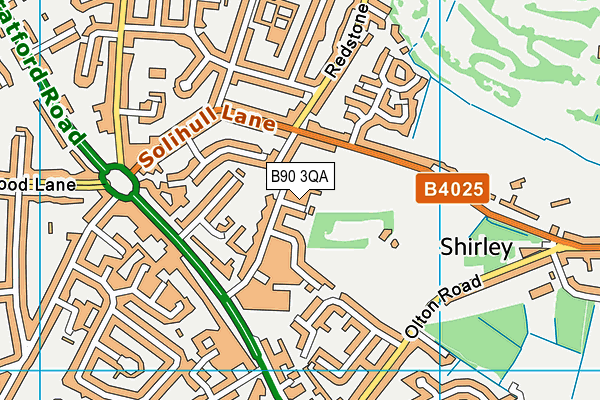 B90 3QA map - OS VectorMap District (Ordnance Survey)