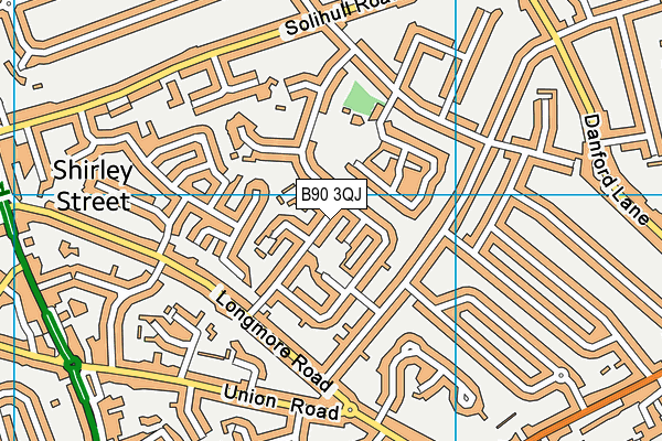 B90 3QJ map - OS VectorMap District (Ordnance Survey)