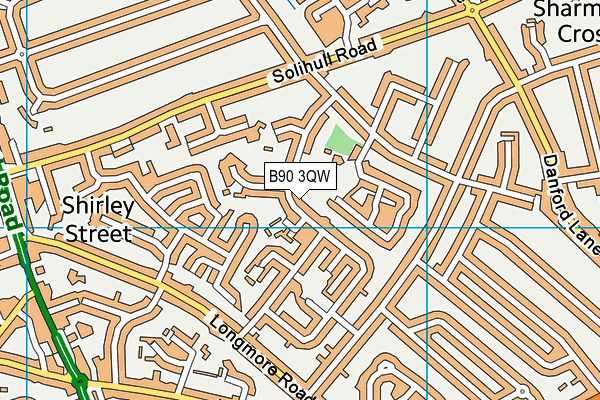 B90 3QW map - OS VectorMap District (Ordnance Survey)