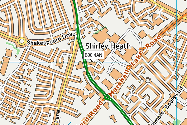 B90 4AN map - OS VectorMap District (Ordnance Survey)