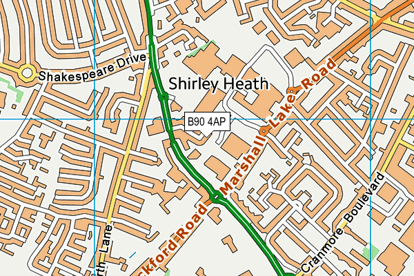 B90 4AP map - OS VectorMap District (Ordnance Survey)