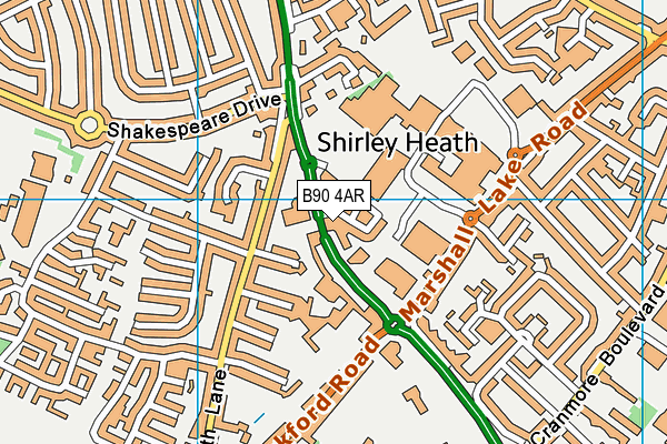 B90 4AR map - OS VectorMap District (Ordnance Survey)