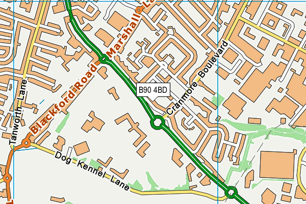 B90 4BD map - OS VectorMap District (Ordnance Survey)
