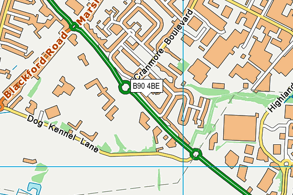 B90 4BE map - OS VectorMap District (Ordnance Survey)