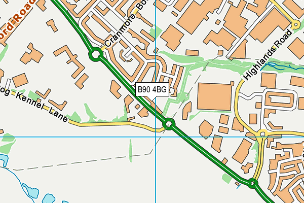 B90 4BG map - OS VectorMap District (Ordnance Survey)