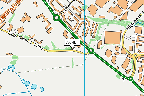 B90 4BH map - OS VectorMap District (Ordnance Survey)