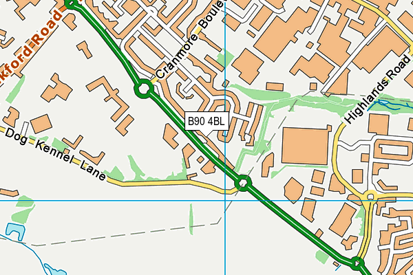 B90 4BL map - OS VectorMap District (Ordnance Survey)