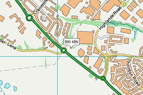 B90 4BN map - OS VectorMap District (Ordnance Survey)