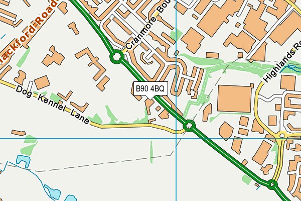 B90 4BQ map - OS VectorMap District (Ordnance Survey)