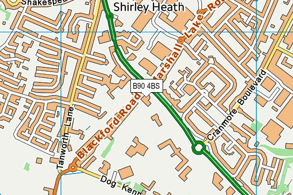 B90 4BS map - OS VectorMap District (Ordnance Survey)