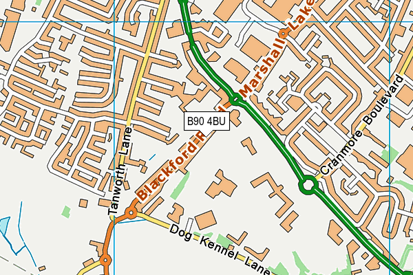 B90 4BU map - OS VectorMap District (Ordnance Survey)