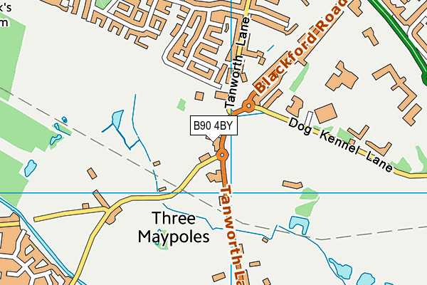 B90 4BY map - OS VectorMap District (Ordnance Survey)